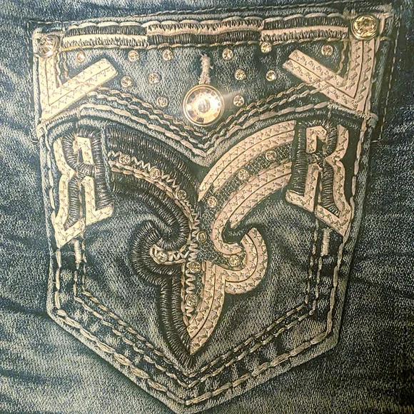 Rock Revival Distressed Blue Denim Jeans - Picture 3 of 3